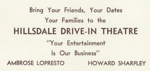 Hillsdale Drive-In Theatre - 1960S Yearbook Ad